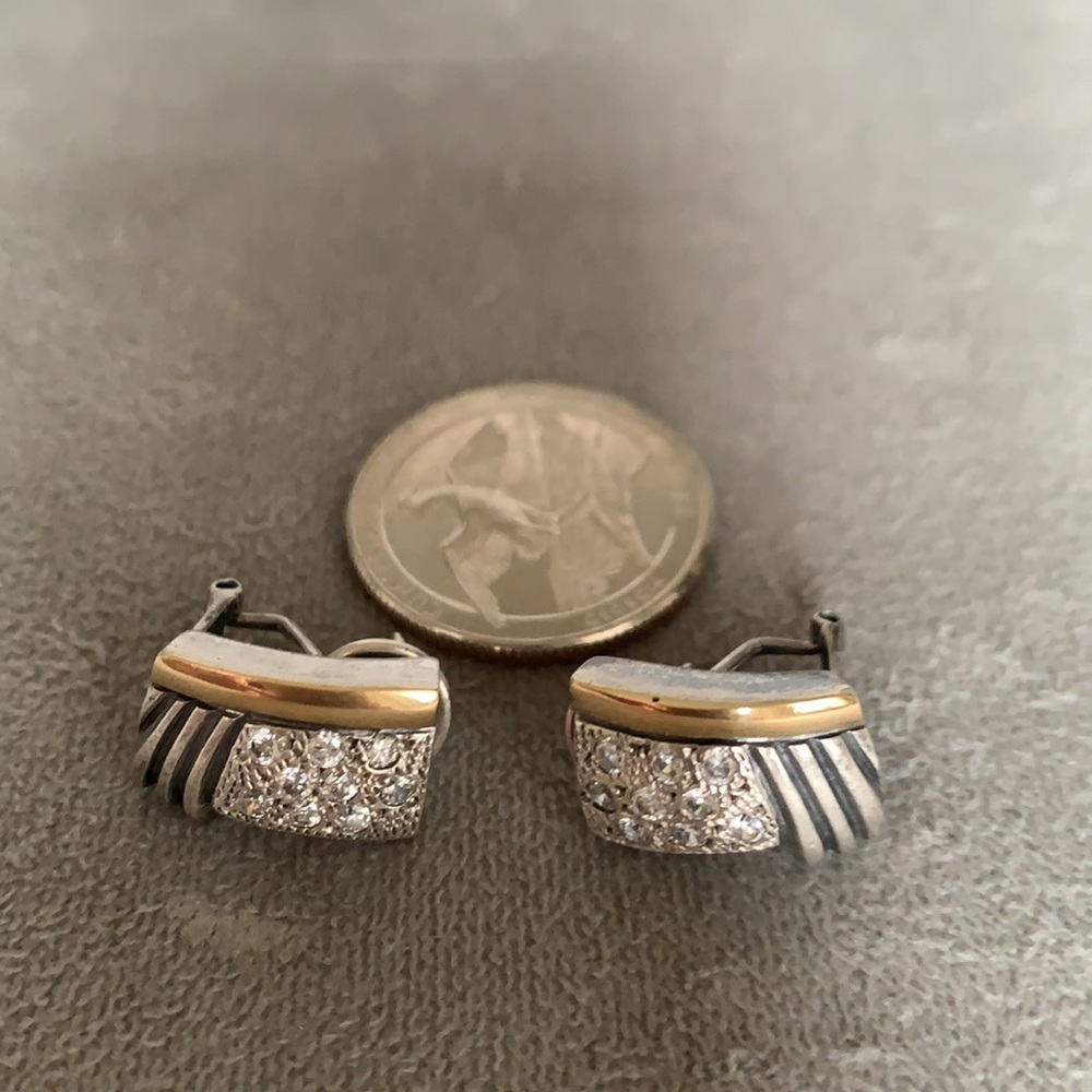 18 k gold and silver earrings with cubic zirconia